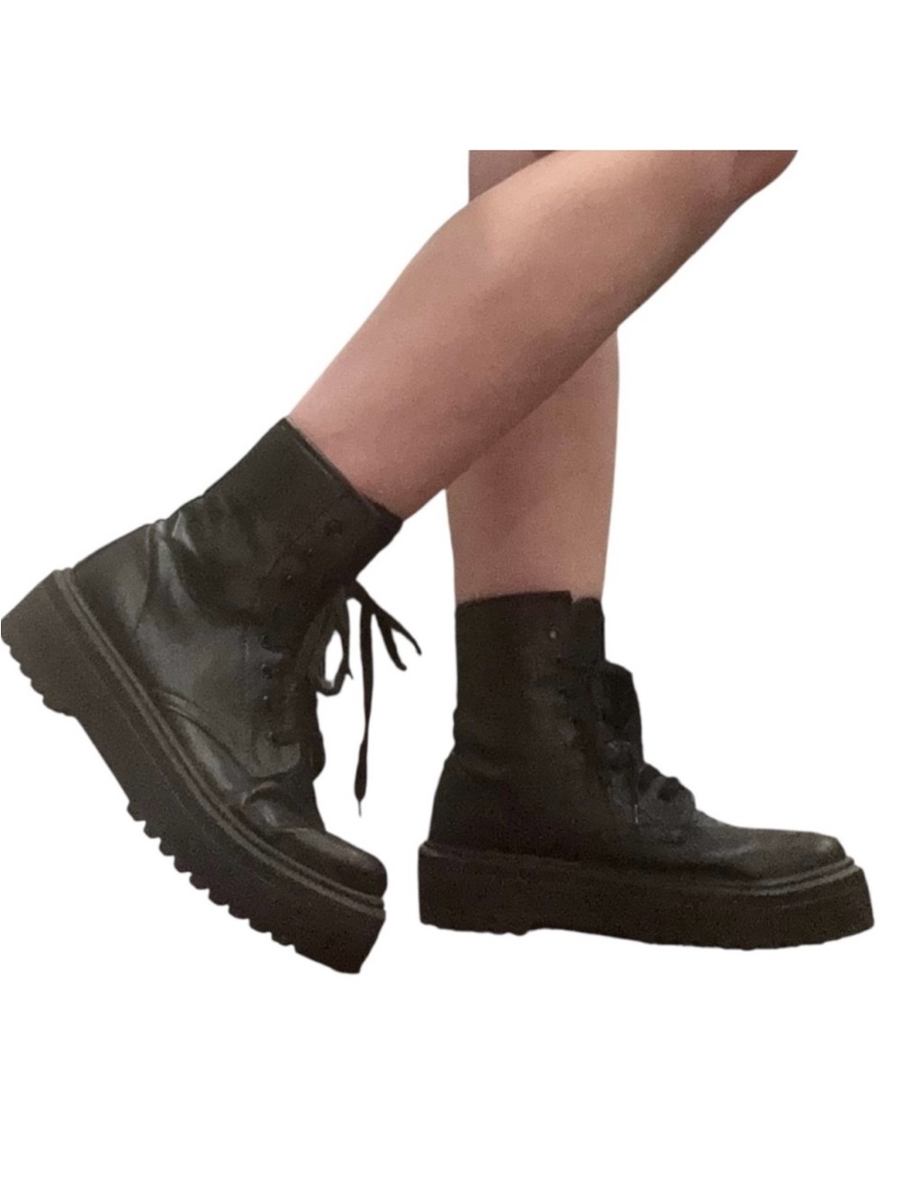 Bershka Black Combat Platform Boots